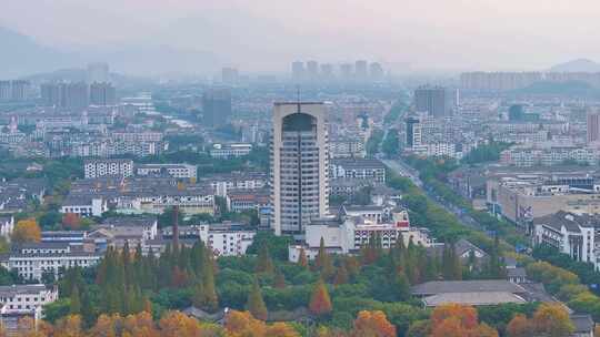 浙江绍兴越城区航拍城市风景风光素材