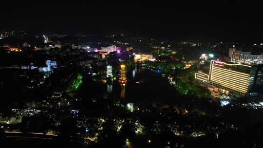 航拍桂林夜景桂林大景