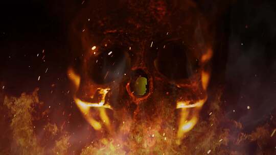 火焰骷髅头恐怖背景视频素材模板下载