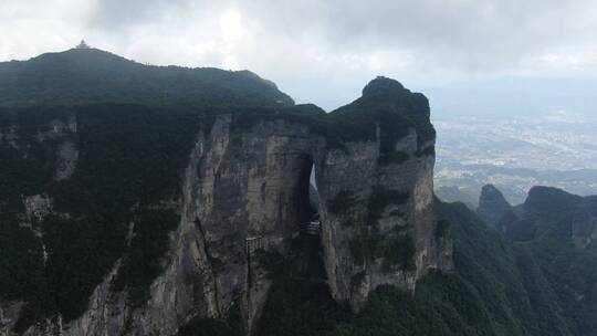 航拍湖南张家界天门山5A景区