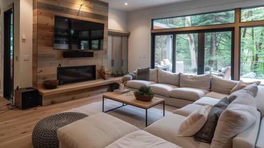 现代简约高级客厅卧室装修三维效果