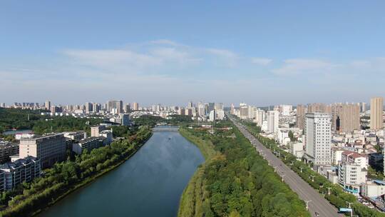 航拍湖北咸宁城市风光