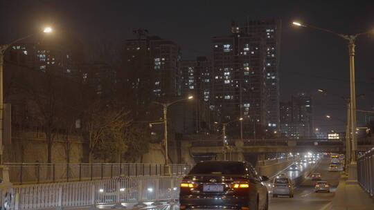 夜景街道 夜景车流 北京国贸