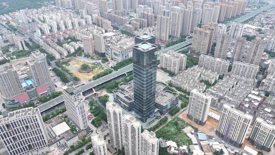 福建省龙岩市新罗区龙岩大道城市大景航拍