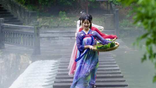 端午古风艾叶艾草香包鸳鸯红绳姻缘屈原