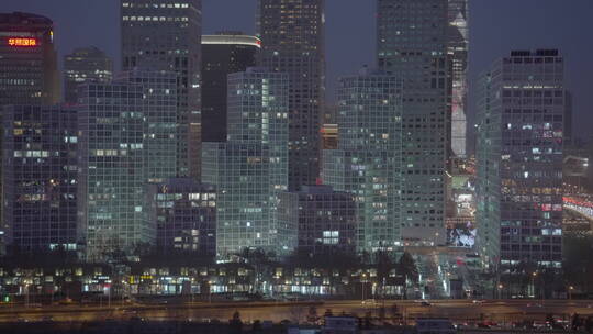 北京国贸夜景车流 都市夜景