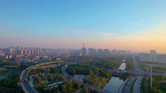 杭州钱塘新区下沙立交桥城市风景视频素材