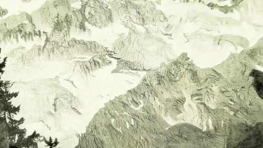 水墨风格的高山峻岭自然景观