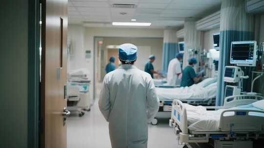逆行者前行脚步医生护士背影走路手术室医疗