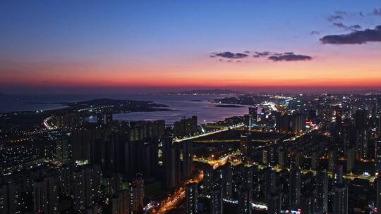 城市夜景青岛西海岸夜景视频素材模板下载