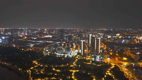 义乌城市夜景白天延时航拍合集