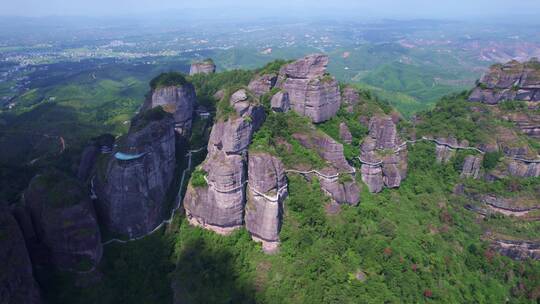 航拍广东河源龙川霍山风景区船头石等景点