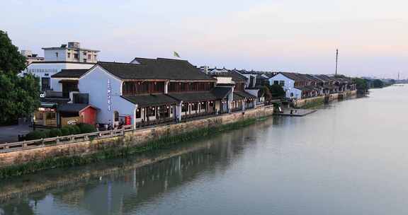 京杭大运河杭州段江南水乡沿河建筑 塘栖