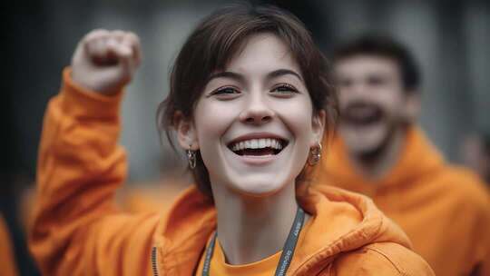 团结协作共创辉煌的团队庆祝胜利