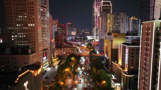 长沙夜景航拍大景