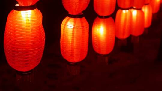 中国灯笼。节日红灯夜街亚洲。传统节日新