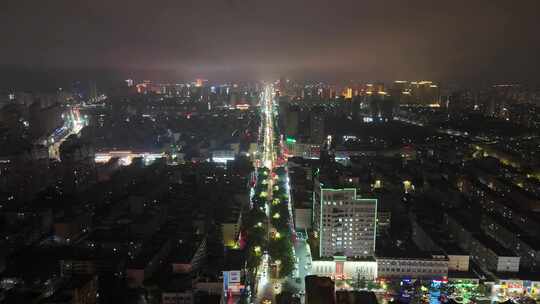 甘肃张掖城市大景夜景灯光交通航拍