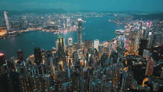 香港太平山航拍城市风景4K