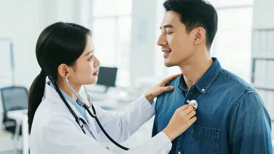 医生为患者听诊检查
