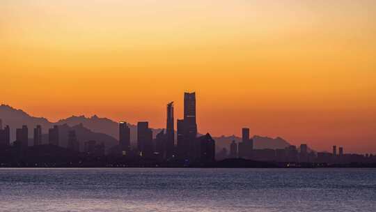 浮山湾建筑群夜转日延时