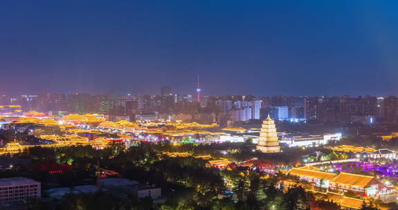 大雁塔及大唐不夜城夜景延时