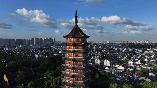 江南姑苏地标报恩寺北寺塔（航拍运镜）