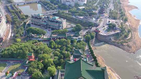 江西南昌滕王阁旅游区航拍东湖区城市风景风