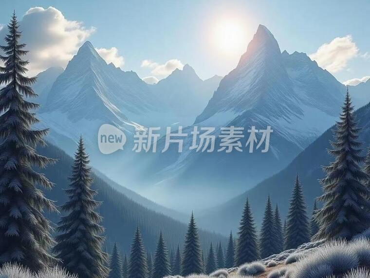 一张有雪山有树的图片6