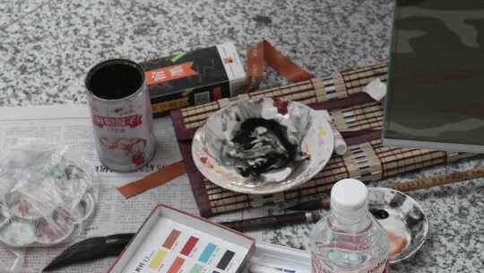 艺术家 画家 作画 调色 油画 国画