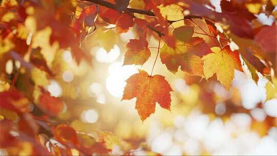 秋分枫叶唯美秋景特写视频