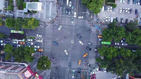 十字路口航拍道路交通