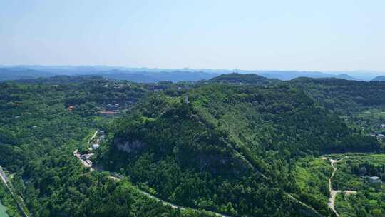 四川阆中古城翠屏山与嘉陵江高视角航拍