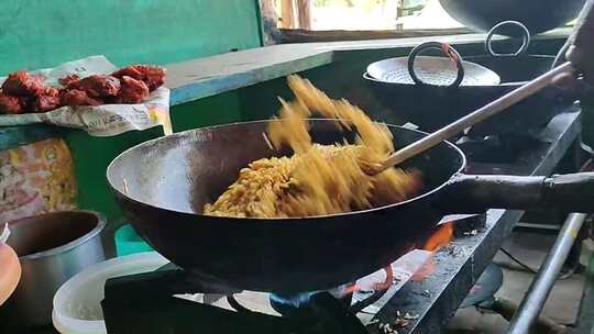 烹饪亚洲美食特写