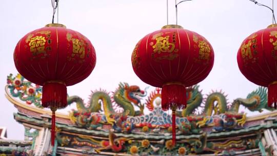 中国寺庙的纸灯笼视频素材模板下载
