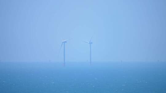 海上风力发电风车视频素材模板下载