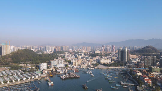 航拍广东惠州澳头港海景