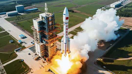 火箭发射升空航拍素材