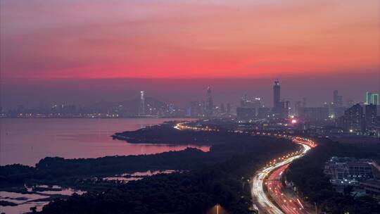 滨海深圳湾南山超级总部基地夜景延时