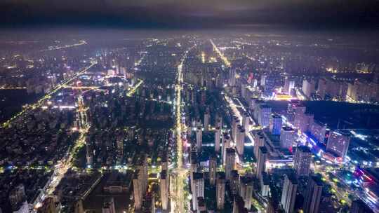 蚌埠城市夜景交通航拍延时