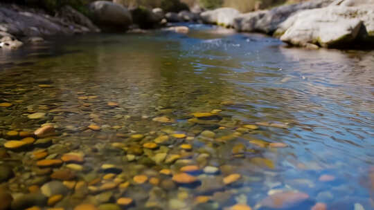 清澈河水缓缓流淌