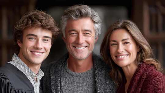 幸福家庭温馨合影笑容灿烂