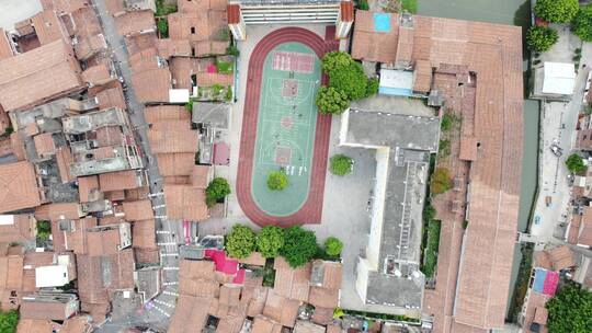 航拍福建莆田市高楼 车流