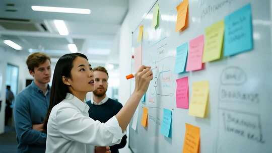 商务团队头脑风暴企业办公场景视频