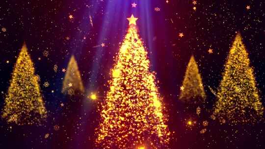 发光粒子组成的旋转圣诞树
