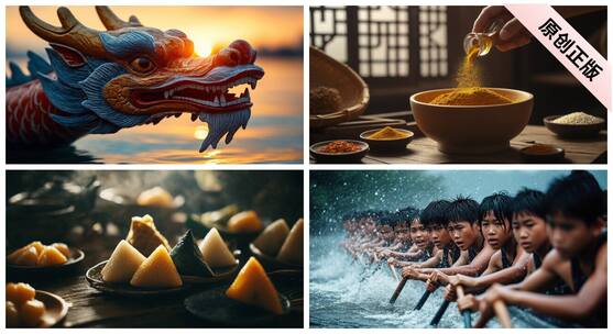 【4K】端午节习俗包粽子雄黄酒赛龙舟