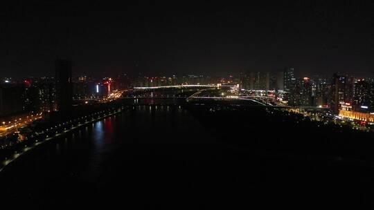 泉州晋江夜景航拍东海泰禾广场城市江滨夜景