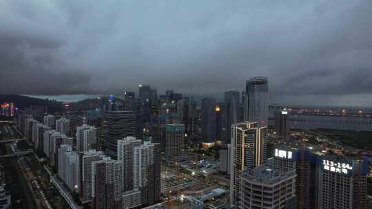 暴风雨下的深圳前海自贸区视频素材模板下载