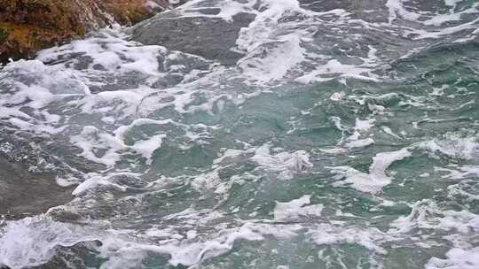 大海海浪浪花满画幅升格慢镜头特写