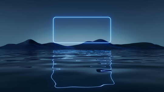 水面上的霓虹灯光线条3D渲染视频素材模板下载