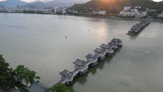 广东潮汕旅游地标潮州古城广济楼广济桥航拍